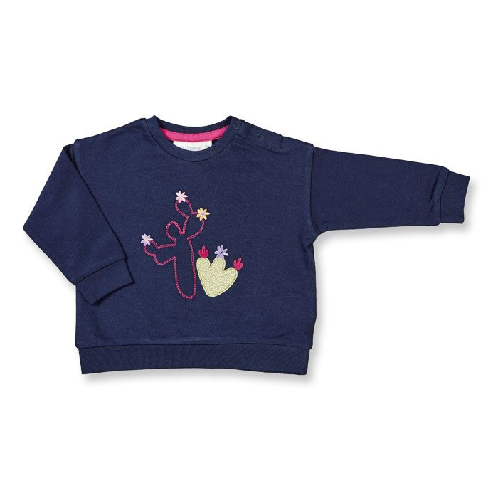 Baby Sweatshirt / PALOMA / dunkelblau + Kaktus / Vorderteil
