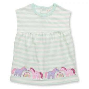 Baby Kleid, Eisgrün-weiß mit Einhorn, Vorderansicht