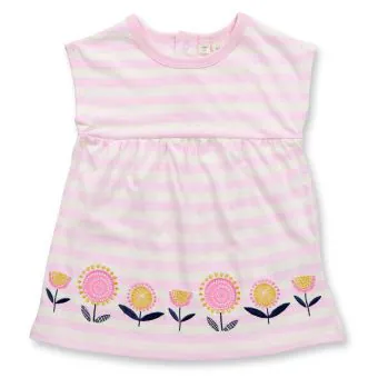 Baby Kleid, Rosa-weiß mit Blume, Vorderansicht