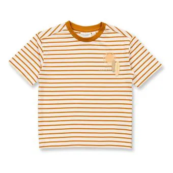 Kinder T-Shirt, Modell ANTON, Geringelt mit Surfbrett-Motiv, Vorderansicht