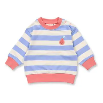 Baby Sweatshirt, Modell SIAM, Geringelt mit Birnen-Motiv, Vorderansicht