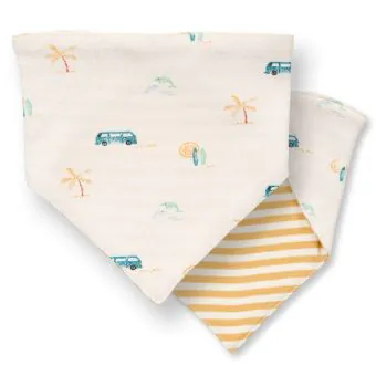 Lätzchen, Modell BIB, Retro-Bus Druck / Geringelt, Komplett