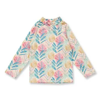 Kinder UV-Langarmshirt, Modell PALIN, Tropen-Druck, Vorderansicht