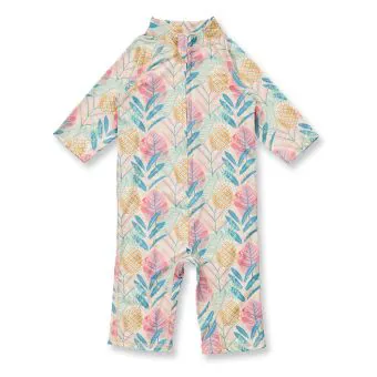 Kinder UV-Schwimmanzug, Modell MADI, Tropen-Druck, Vorderansicht