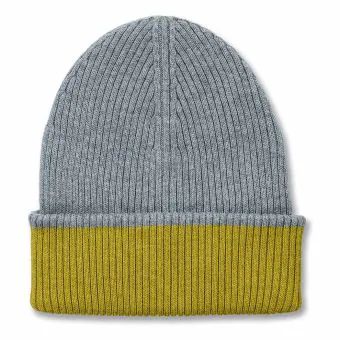 Kinder Strickmütze, Modell MOKO, Anthrazit Melange mit Grünteegrün Melange, Vorderansicht