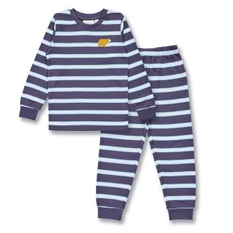 Kinder Schlafanzug, Modell LONG JOHN, Mehrfarbige Ringel mit Bären, Gesamtansicht