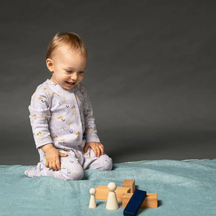 Fairtrade baby romper with feet Sense Organics
