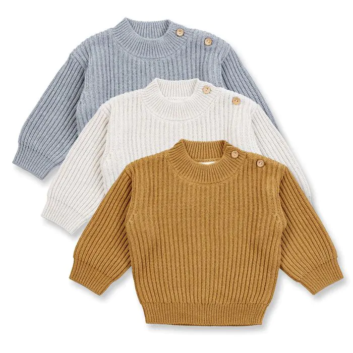 Baby knit sweater with wooden buttons model VARUNY SENSE ORGANICS